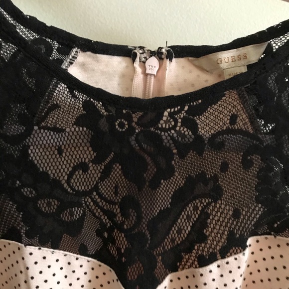GUESS Baby Pink & Black lace peplum tank top. - Picture 2 of 5